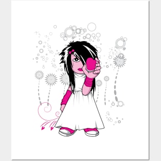 Cute Emo Girl with Heart Posters and Art